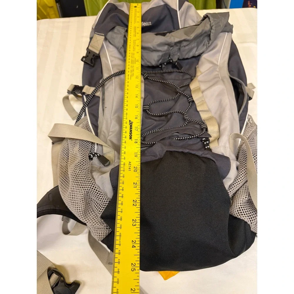 LL Bean Hiking H2O Backpack Gray Charcoal Technical Daypack with Rain Cover